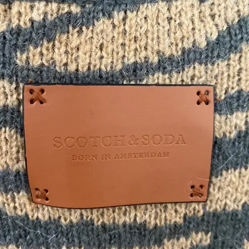 Scotch & Soda Cropped V-Neck Alpaca Blend Sweater In Wood Grain grey camel sz M