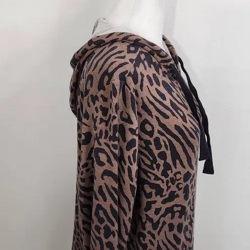 All Worthy Animal Print Hoodie Size XXS Brown and Black Leopard Print Top
