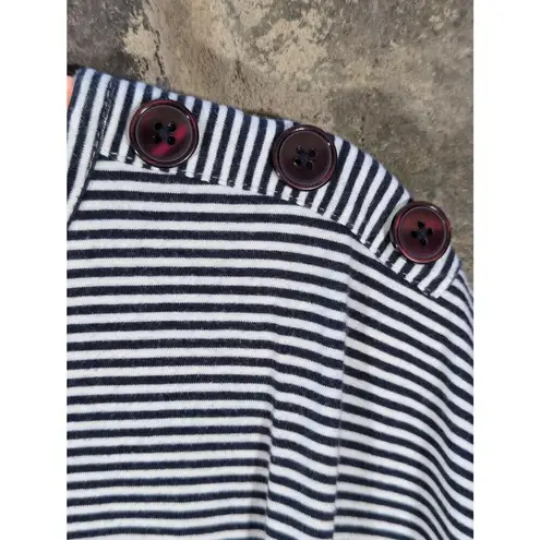 Bobeau Dress Woman's Size Large Striped Blue White Nautical Jersey Knit Tie