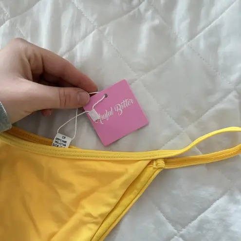 Awful Bitter Womens Size Large Classic Bikini Bottom Thong Yellow Summer Beach