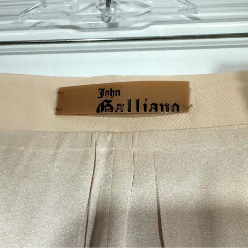 John Galliano Nude Beige Wool Silk Formal Skirt Tan Size 6