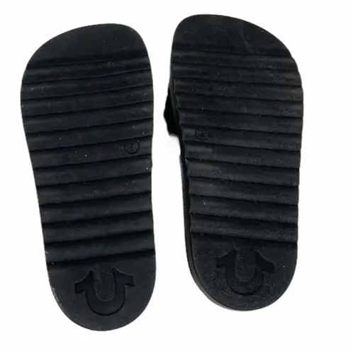 True Religion  Lamia Fuzzy Slides, Cow Print Black White Size 7 thumbnail 8