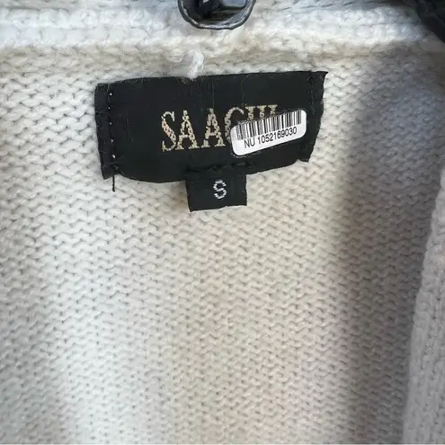 SAACHI Cropped Flower Squiggle Cardigan from Anthropologie Size Small White