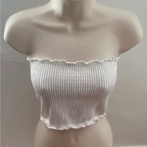 Bozzolo  white ribbed cropped tube top, size S/M cottagecore Y2K vacation spring