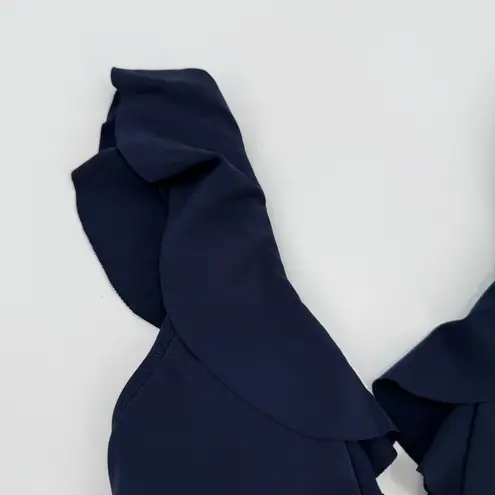 Robin Piccone Ava Bikini Top Size Extra Small NEW Ruffle Tie Swim Navy NWOT