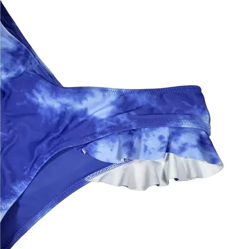 NWT Aerie Ruffle Cheekiest Low Rise Bikini Bottom in Tie Dye Blue/White thumbnail 6