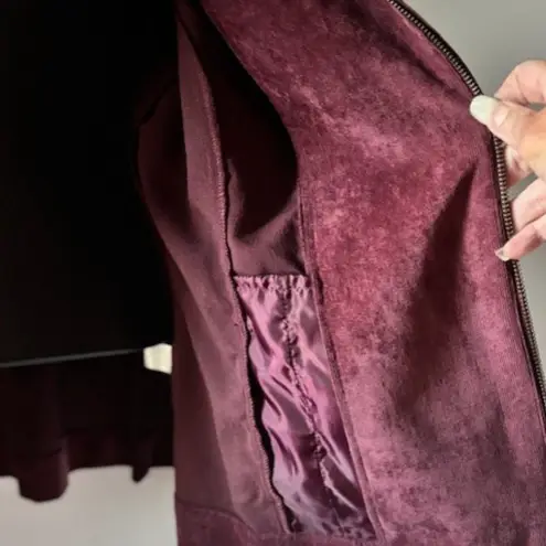 Christopher & Banks Christopher Banks Corduroy Jacket XL Purple Wine Zip Front Casual Long Sleeve