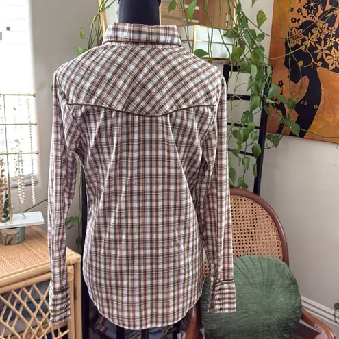 Vintage 70s Lady DJ by Dickson Jenkins Earth Tone Plaid Pearl Snap Western Shirt Size undefined