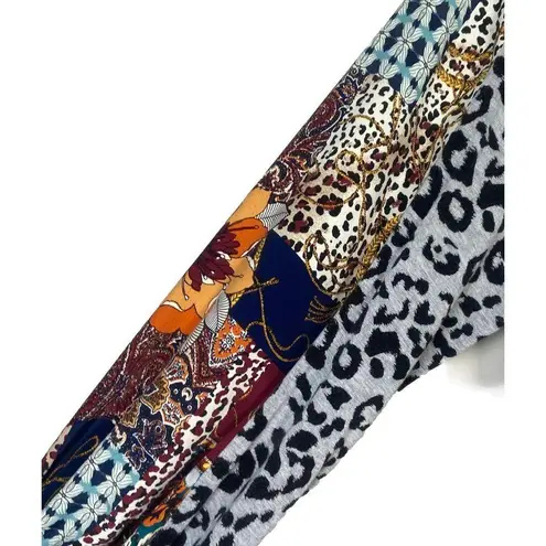 Adora Long Sleeve Top Blouse Cheetah Floral Print Size S Balloon Sleeve Boutique Gray