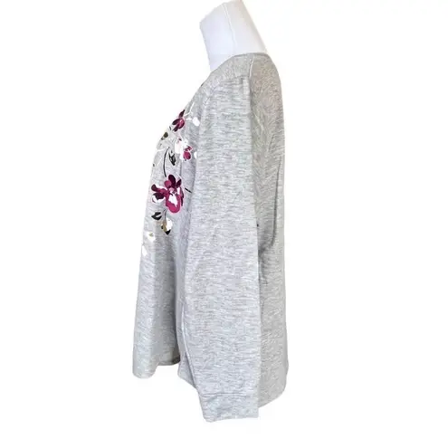 Terra & Sky Floral Graphic Gray Tunic Sweatshirt Minimalist Demure sz 0X (14W) - Image 2
