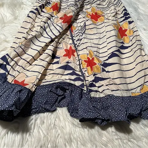 Marc by Marc Jacobs  Cover Up Skirt Beige Navy Floral Striped S