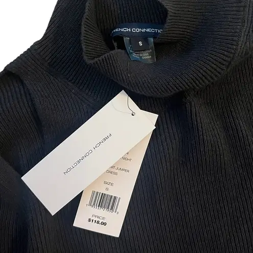 French Connection  Mock Neck Sweater Dress Knit Open Shoulder Gray Small