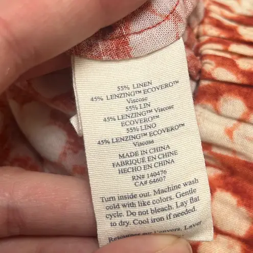 Faherty Orange Pacific Beach Linen Pants Patterned Summer Vacation Comfy XS