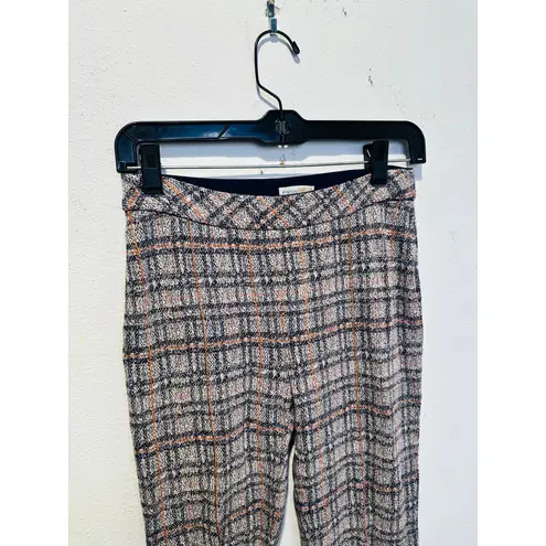 ROSETTA GETTY Poppy Plaid Pull On Flared Hemline Cropped Plaid Pants size Small Gray