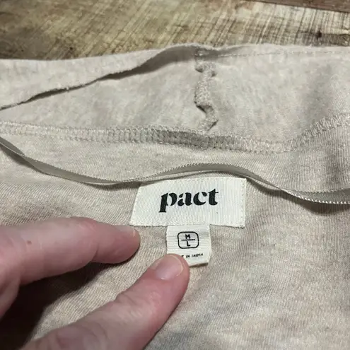 PACT Wmns Beige Organic Cotton Ribbed Sleeve Open Front Cardigan Sweater Sz M/L Tan Size L