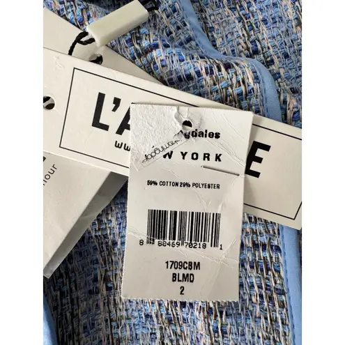 L'Agence Women's Chambray Blue Tweed Double Breasted Blazer Jacket