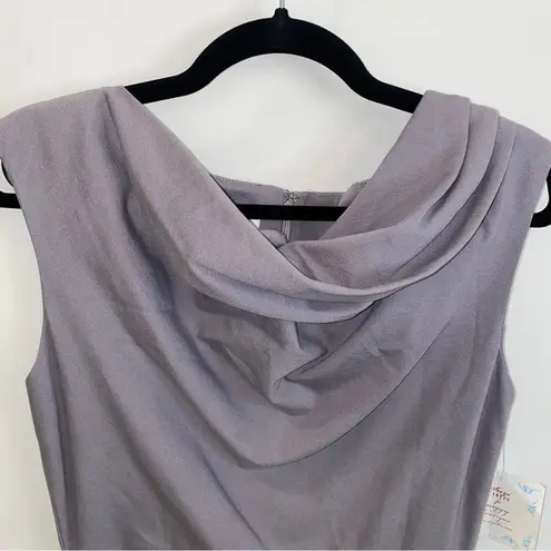 Suzi Chin Steel Gray Drape Classic Cowl Neck Sleeveless Sheath Dress Size 8