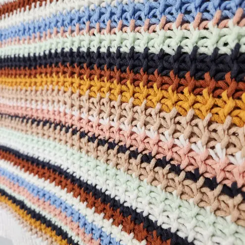 Marie Oliver CiCi Crochet Striped Chunky Knit Tank Cotton Sleeveless Sweater