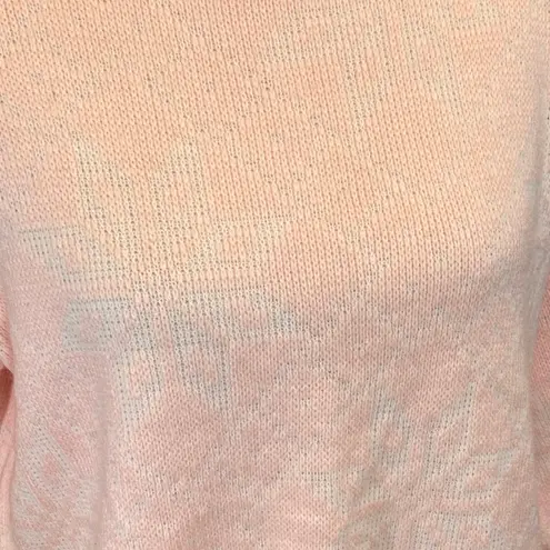 Vintage Pink Cropped High Neck Sweater Snowflake Design Size M