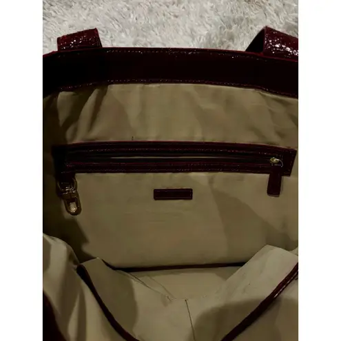 Cole Haan  Dijon Wine Red Patent Leather Side Pocket Totebag 17"L x 6"W x 20"H