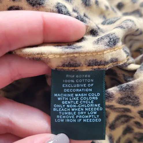 Ralph Lauren Lauren  Leopard Print Satin Pajama Top