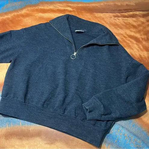 Varley  Miller Half Zip-Up Sweatshirt Medium Marl black gray Fold over collar thumbnail 2