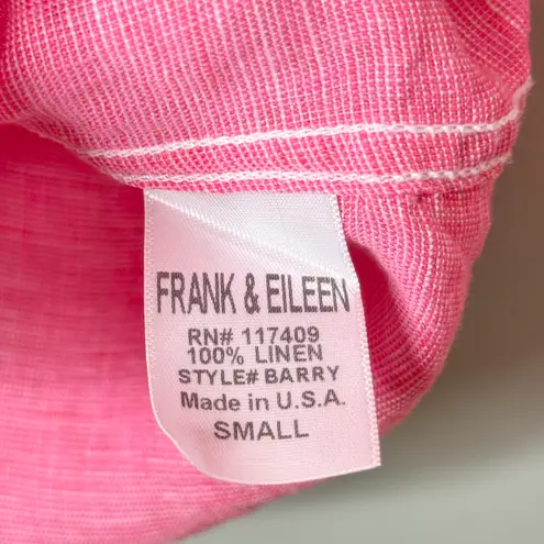 Frank & Eileen 100% Linen Barry Button Front Long Sleeve Shirt Pink Size Small - Image 11