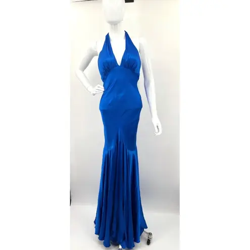 Cache  Blue Silk Mermaid Pageant Prom Gown Dress