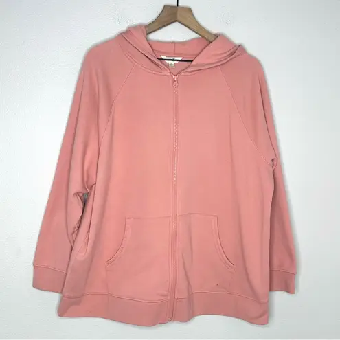 Terra & Sky Fleece Full Zip Pockets Hoodie Pink SIZE 1X (16W-18W) PLUS Women's