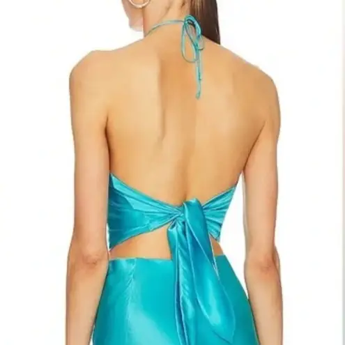 Amanda Uprichard  100% Silk Blue Crop Top Size Large