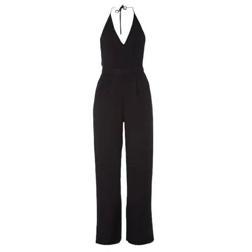 PINKMINK Take Care Backless Halter Neck Jumpsuit in Black size medium