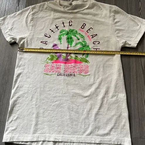 Pacific Beach San Diego Shirt Womens Medium White With Neon Cotton Tee