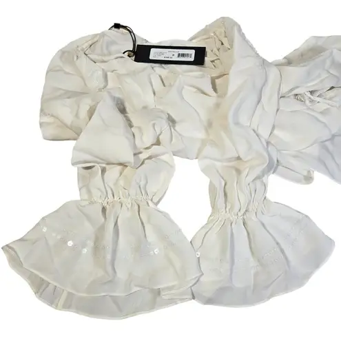 Kobi Halperin Gab White Sarah Silk Peasant Blouse L NWT *FLAWED* Size L