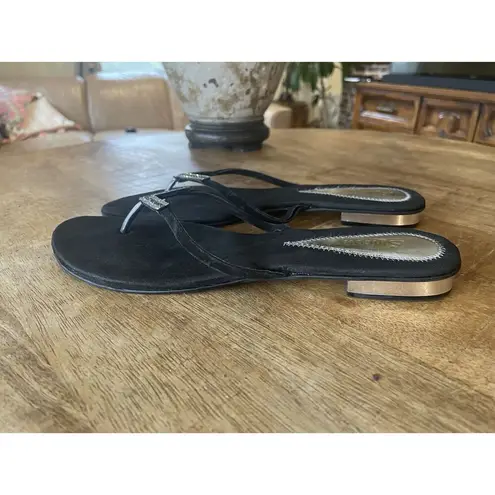 Sylcon Women’s Black Rhinestone Flip Flop Sandals Size 9