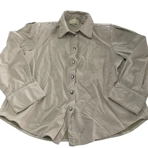 Sara Battaglia Shirt Jacket Womens 40 IT Size 6 US Taupe Tan Faux Leather
