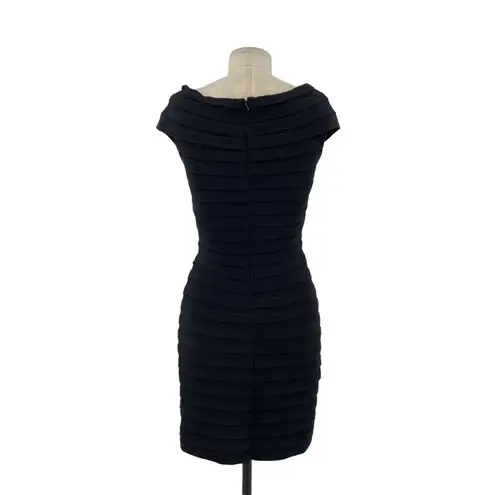 Tadashi Shoji Black Tiered Pleated Shirred Bodycon Mini Dress Size XS