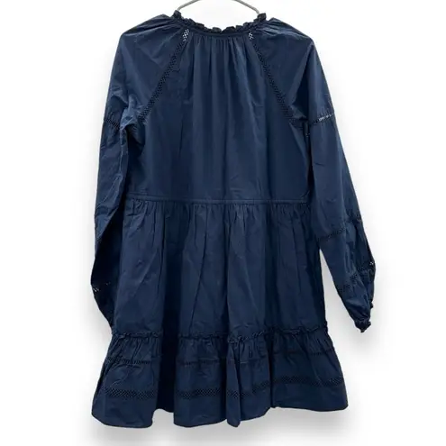 Veronica Beard Danica Navy Blue Long Sleeve V Neckline Tassel Mini Dress Sz M