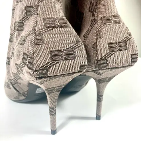 Balenciaga So Knife Logo Jacquard Pointed Toe Bootie 39 EU NEW BB Monogram