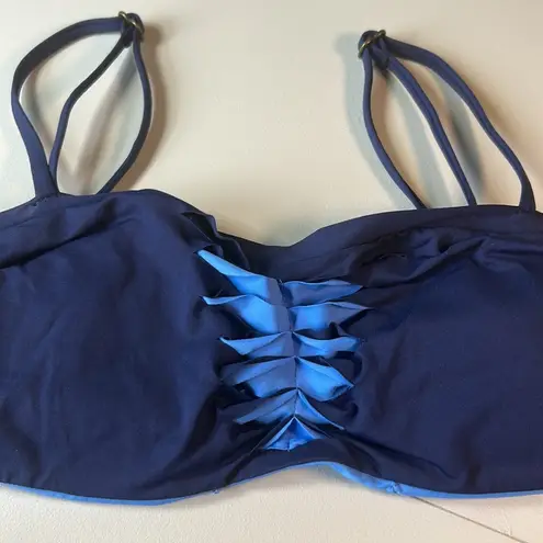 Becca Bikini Women’s Size M Navy and Light Blue Bikini Swim Origami Cutouts Sexy