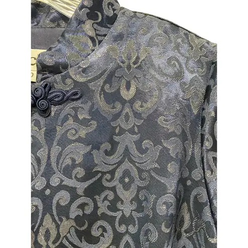 VTG Cachet Embossed Longline Mockneck Kimono Jacket Sz 10 Short Sleeve Deadstock Blue