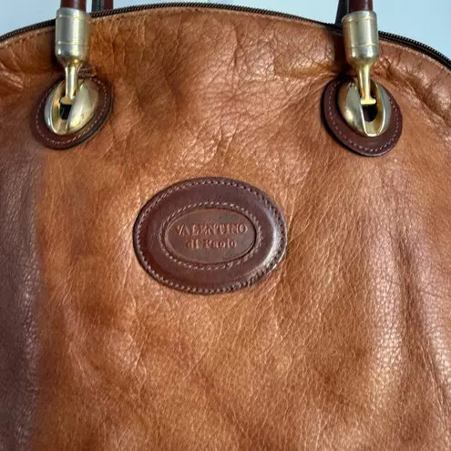 Valentino di Paolo VINTAGE Brown Genuine Leather Dome Satchel Handbag Purse