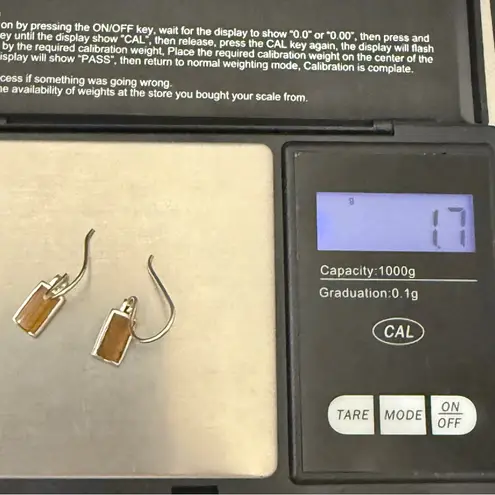 Vintage SU 925 Sterling Silver Tigers Eye Small Dangling Earrings 1.7g.