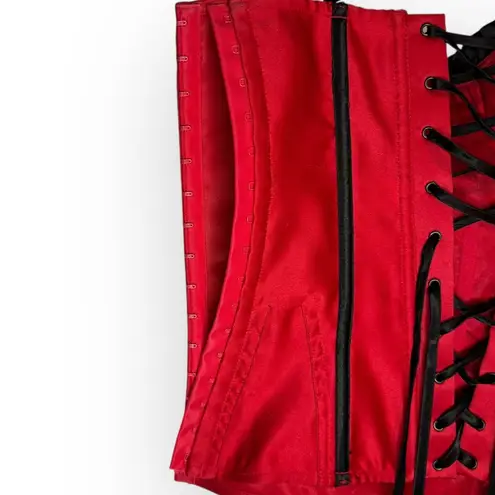VTG Red and Black Beaded Corset Boustier Lingerie Sexy Christmas Size Small