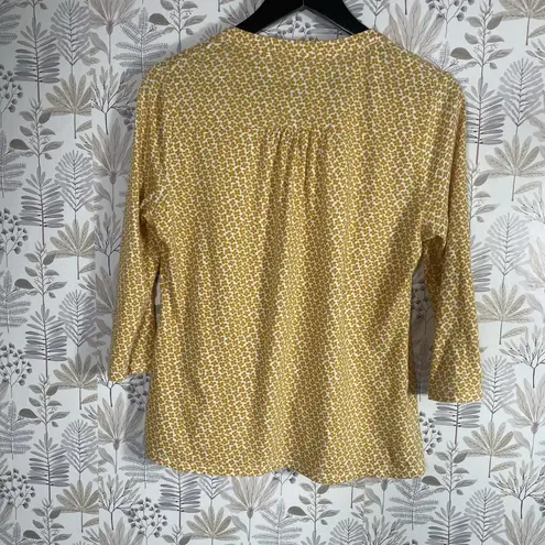 Boden USA Boden Button Front Yellow Floral Top Women's 6R 3/4 Sleeve 100% Cotton