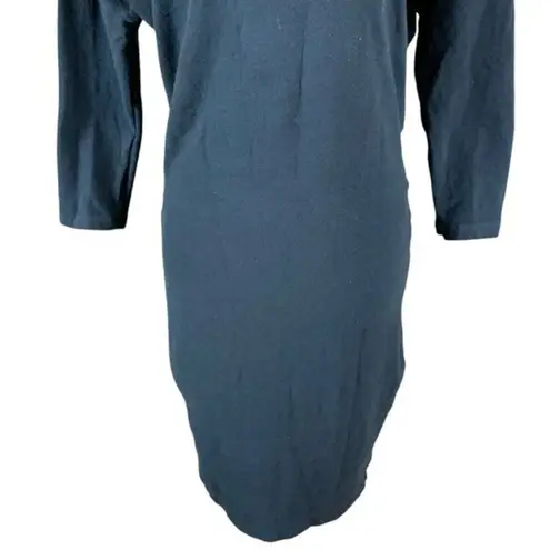 James Perse Black Stretch Knit Dress 3 Sleeve Minimalist Casual Soft Cotton L