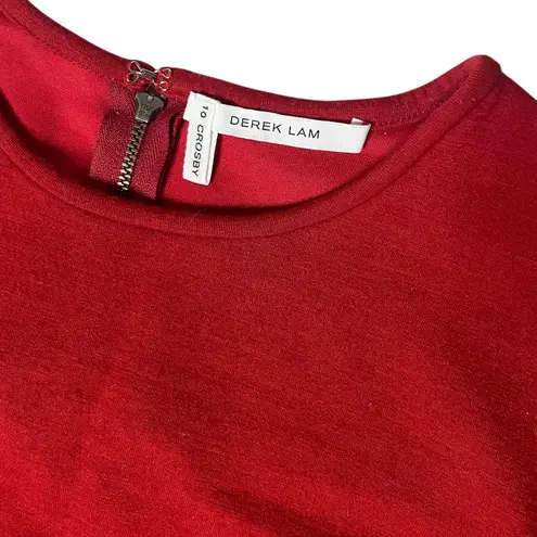 DEREK LAM 10 CROSBY Red Black Dress Venetian Will Blend Lamkin Leather Size 4