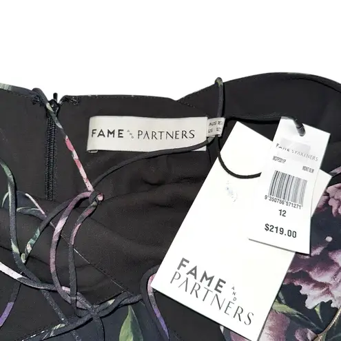 Fame and Partners NWT Floral Print Fit and Flare Black Purple Mini Dress US 12
