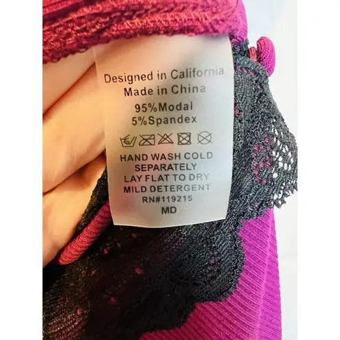 Beach Bunny Anise Romper Oxblood M Purple Loungewear Sleep Ribbed Lace Trim