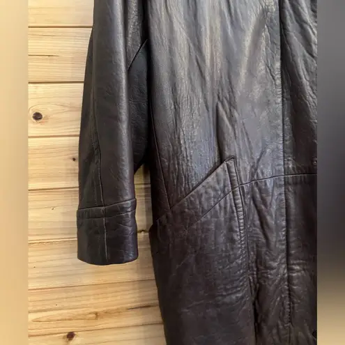 Vintage Vakko Size Small Oversized Soft Chocolate Brown Leather Longline Jacket