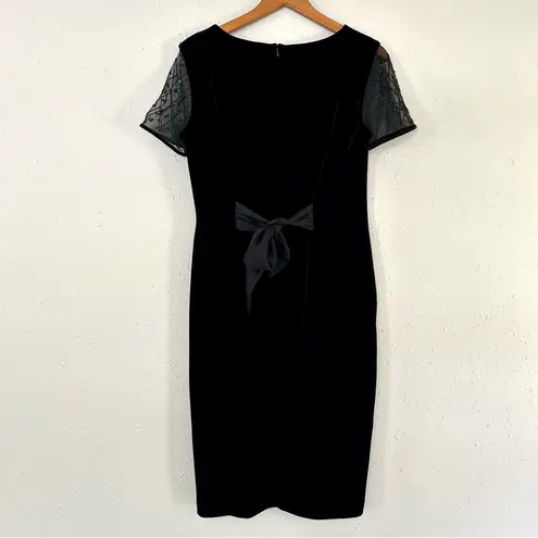 Robbie Bee Vintage 90s Velvet Sheer Sequin Sleeve Dress Size 10 Holiday